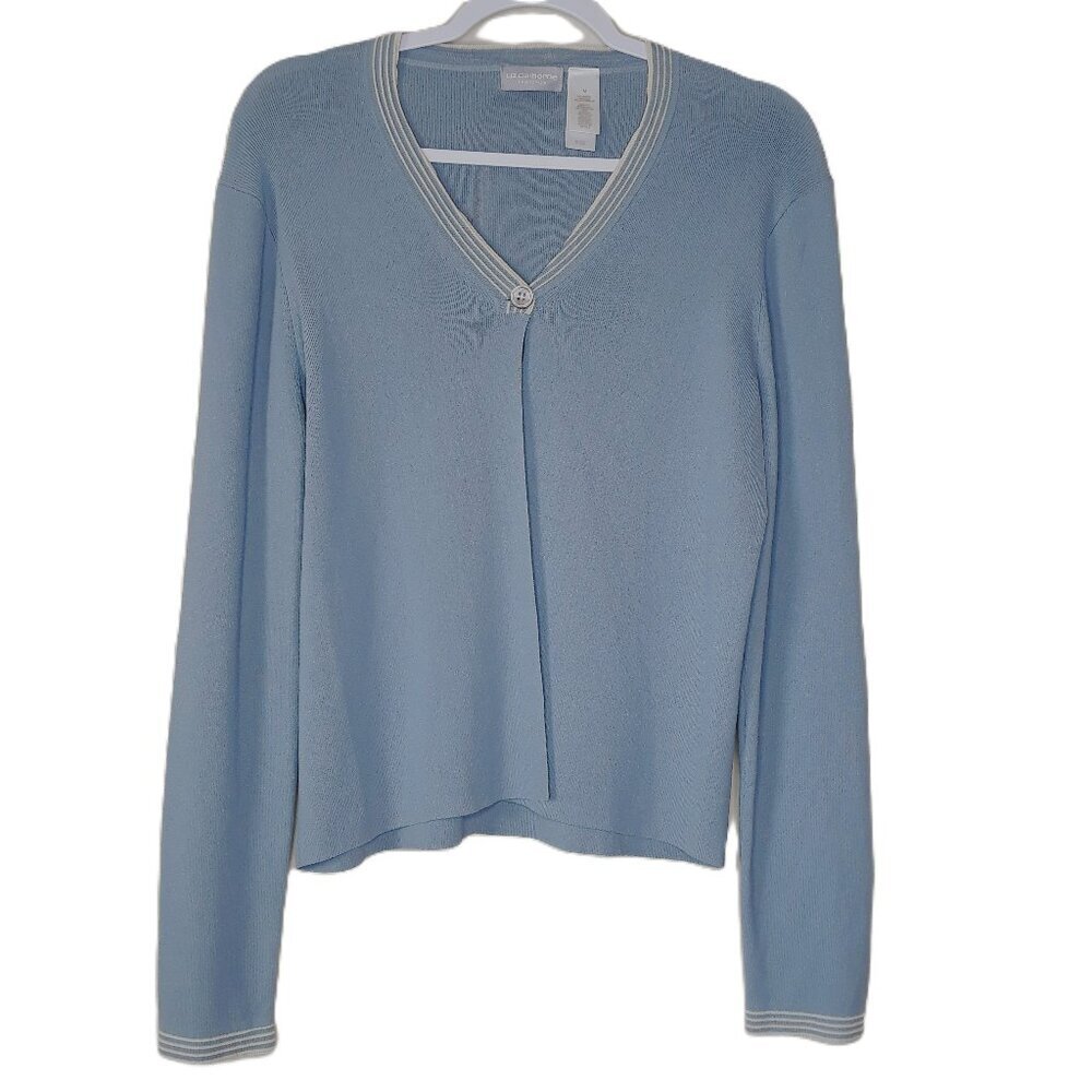 Women's V-Neck Cardigan Sweater Old Money Minimalist Vtg Liz Claiborne